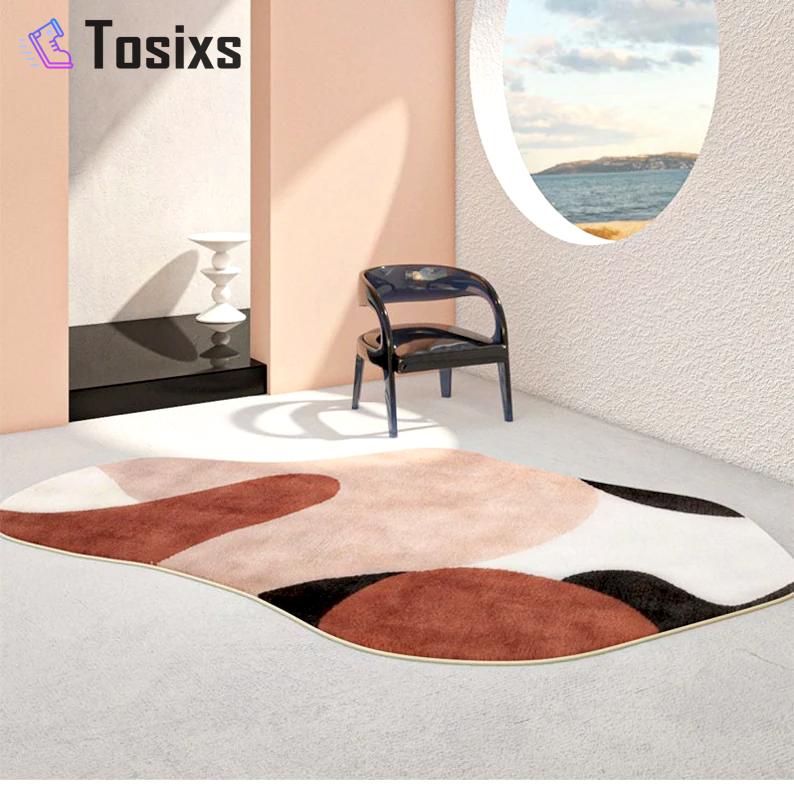 Silky super soft rug, modern rug, abstract rug, irregular shaped rug, rug for living room bedroom, nordic rug, multi rug, home decor modern