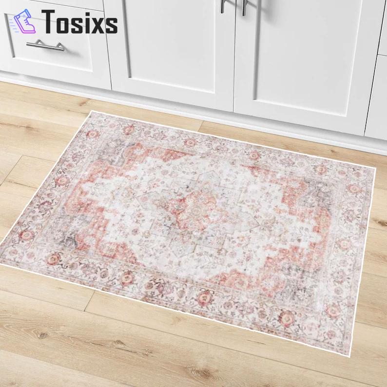 Non slip washable vintage rug kitchen mat bath mat distressed area rugs for living room bedroom kitchen door mat home furniture gift kilim
