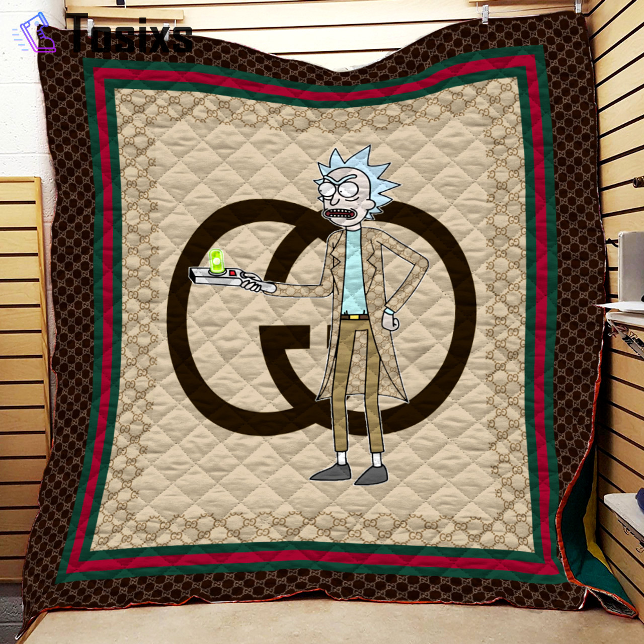 Gucci rick and morty luxury brand premium blanket fleece home decor 229 Blanket Fleece