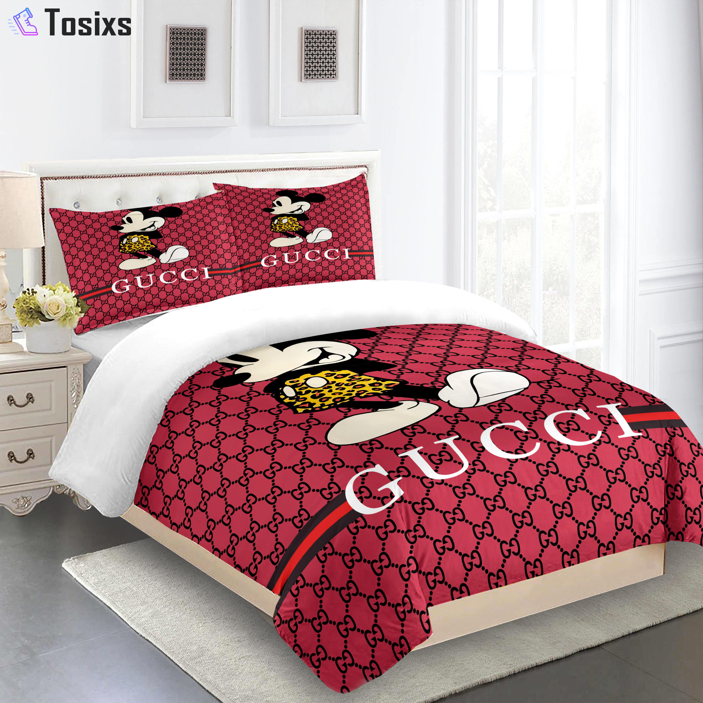 Gucci bedding set red micky mouse luxury bed sheets Bedding Sets