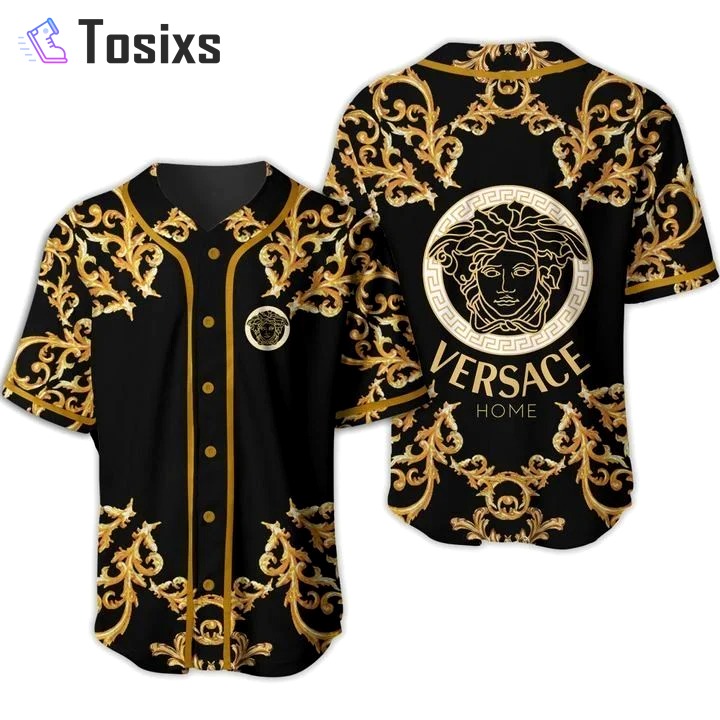 Gianni versace black gold baseball jersey shirt luxury clothing clothes sport for men women hot 2023 Baseball Jersey Shirt