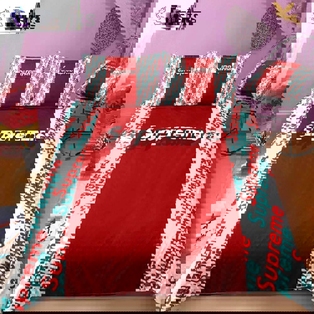 Supreme red luxury brand premium bedding sets,bed sets, bedroom sets, comforter sets, duvet cover, bedspread Bedding Sets