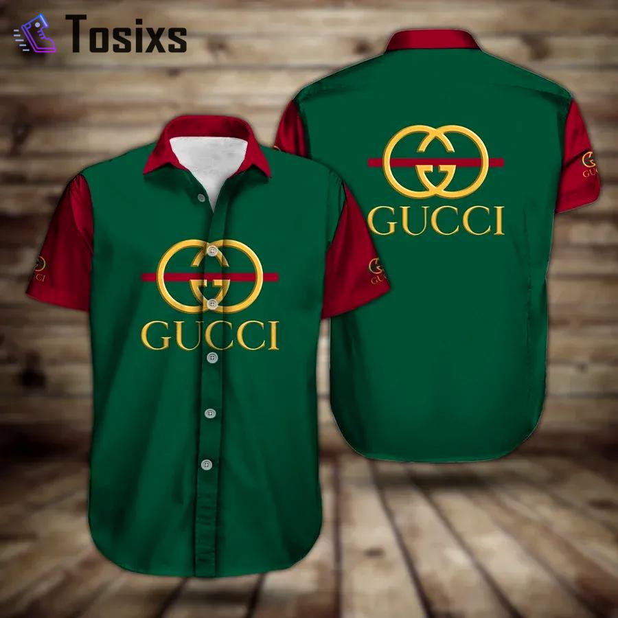 Gucci green red luxury brand premium fashion hawaii shirt for men 25 Hawaii Shirt