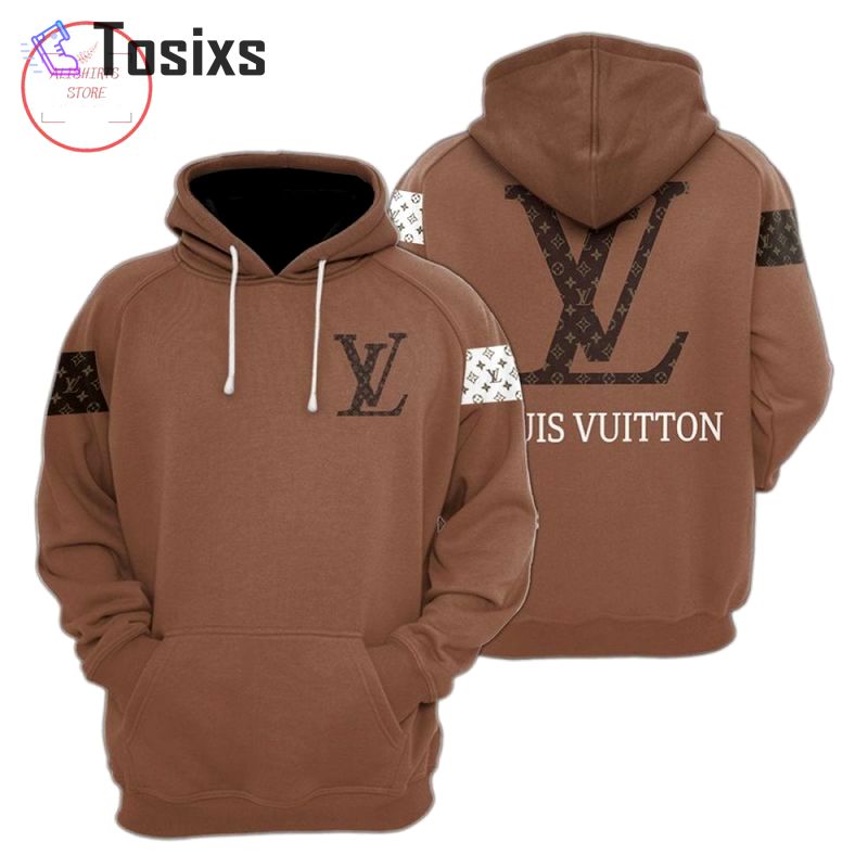 Frenchouis vuitton brown patternogouxury hoodie 3d zip hoodie Zipper Hoodie 3D