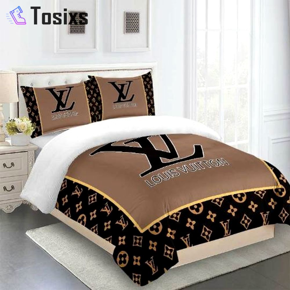 Comforter dark beige black full louis vuitton bdslux Bedding Sets Bedroom ideas bed linen sheets bedspread bedclothes blankets home decor duvet covers