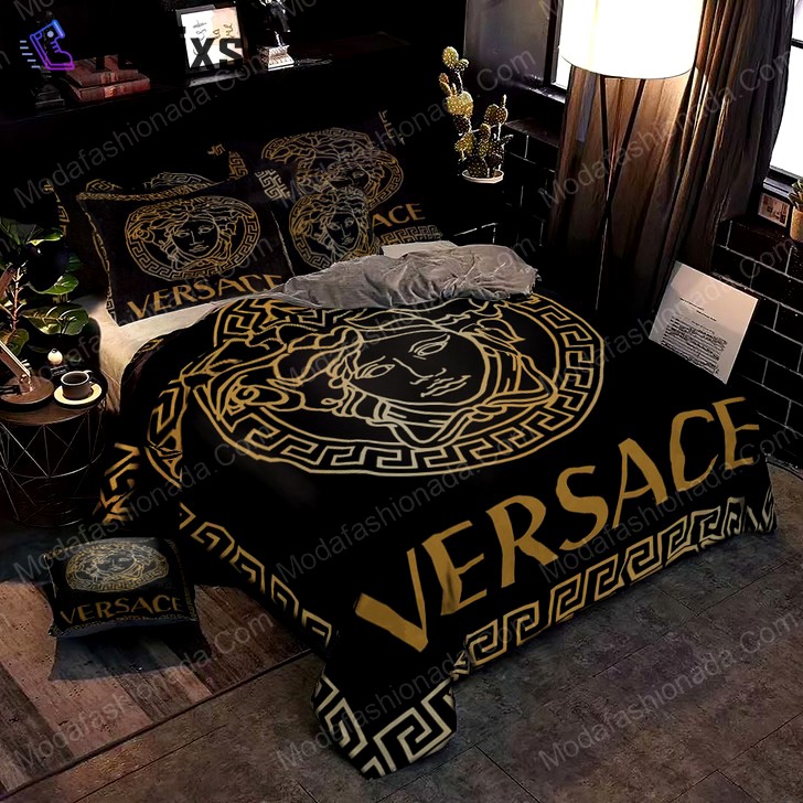 Black and gold versace brands 1 bedding set Bedding Sets