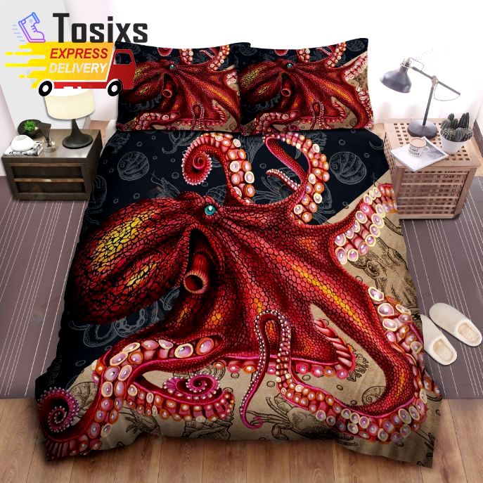 octopus red monster bricks   Bedding Sets blankets sheets home decor covers bedspread bedroom idea duvet bedclothes bed linen