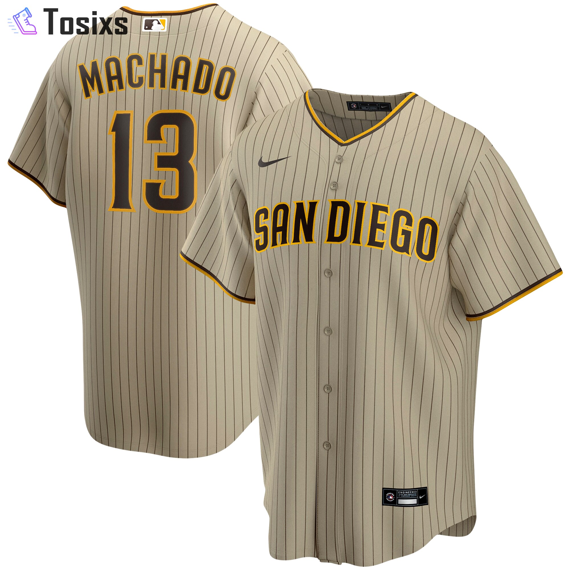 Manny machado san diego padres nike alternate player jersey color tan  Baseball MLB Jersey For Fans Baseball MLB Replica Sports