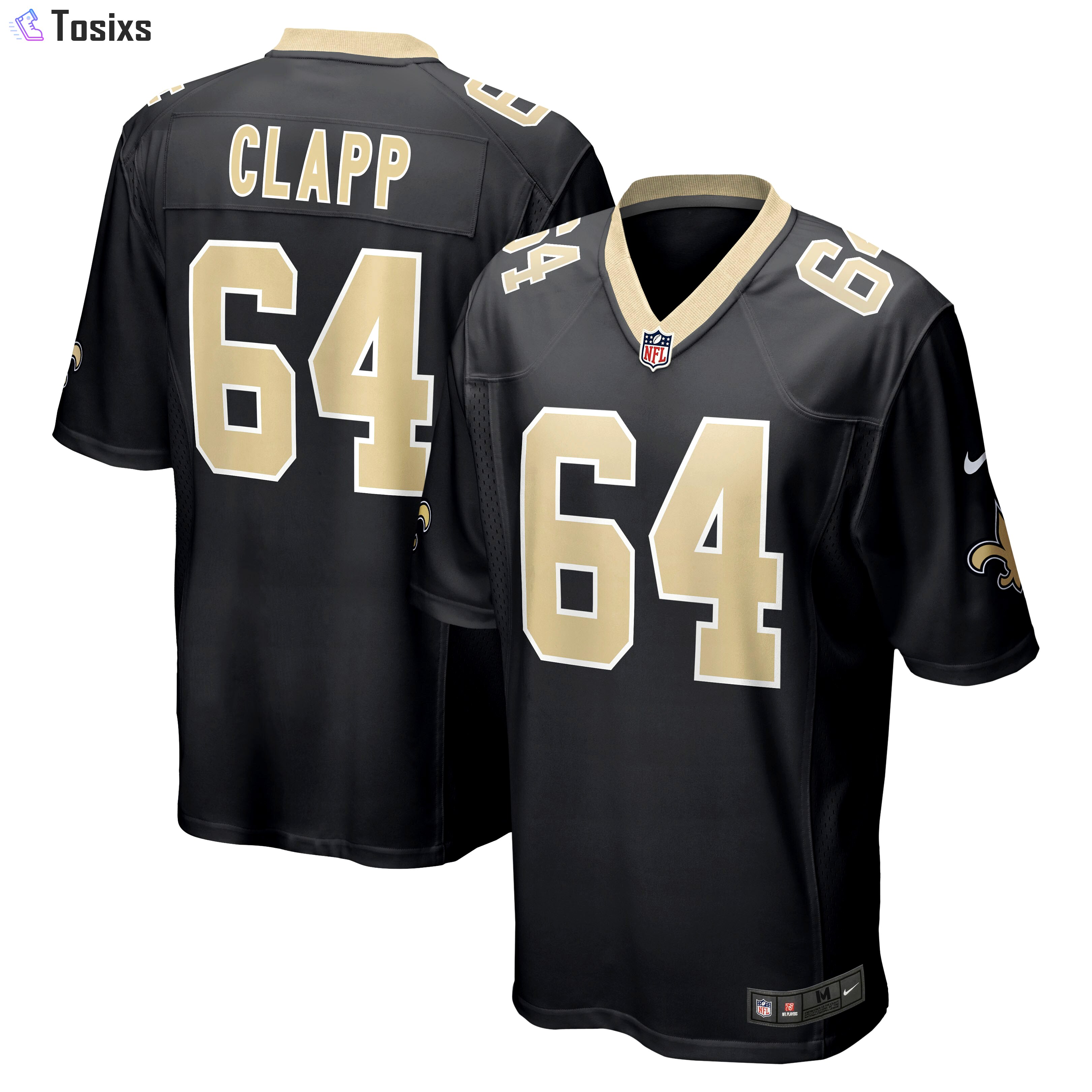 Will clapp new orleans saints nike game jersey color black  Baseball NFL Jersey Sports For Fans NFLFootball Replica