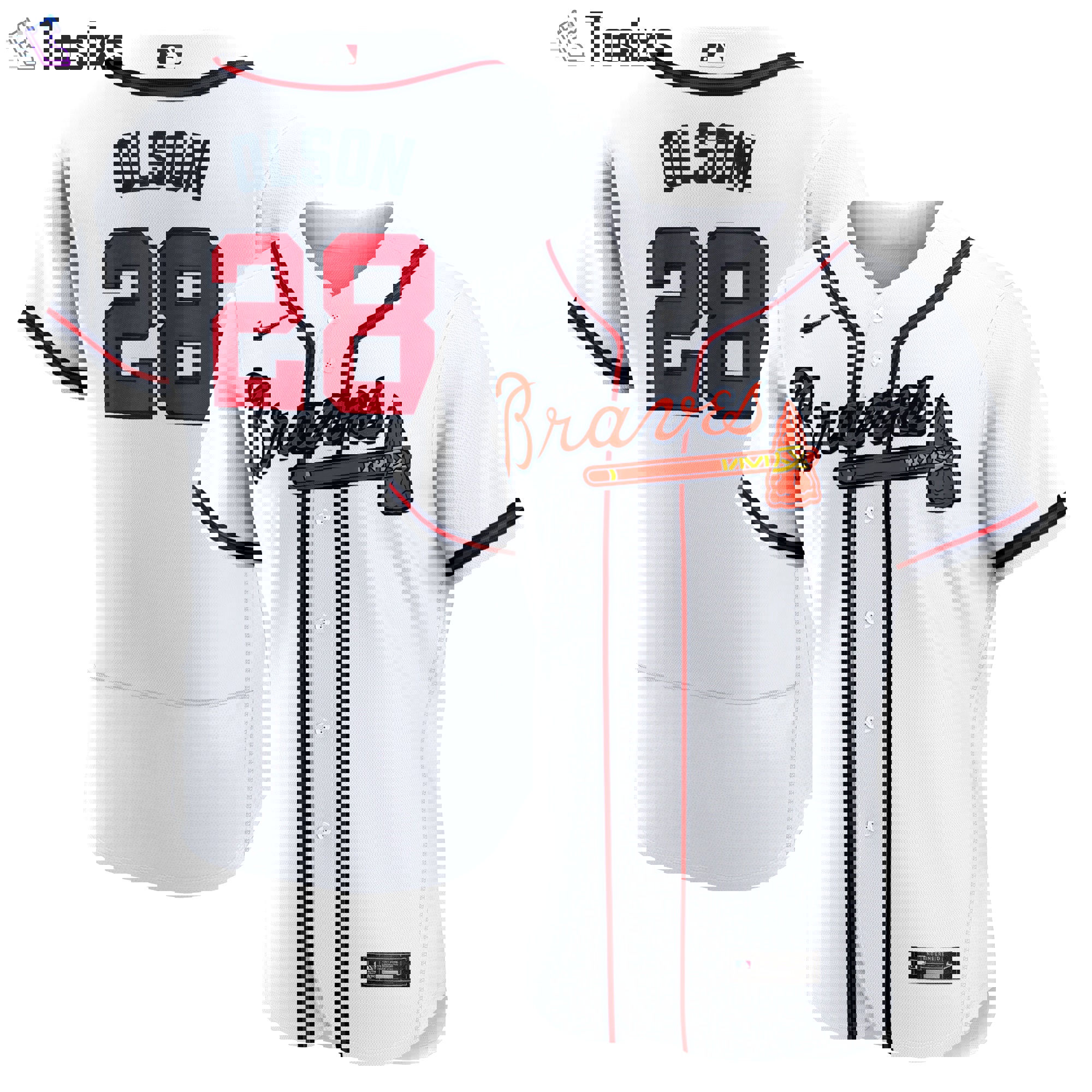 Matt olson atlanta braves nike home authentic player jersey color white  Baseball MLB Jersey Replica MLB For Fans Sports Baseball