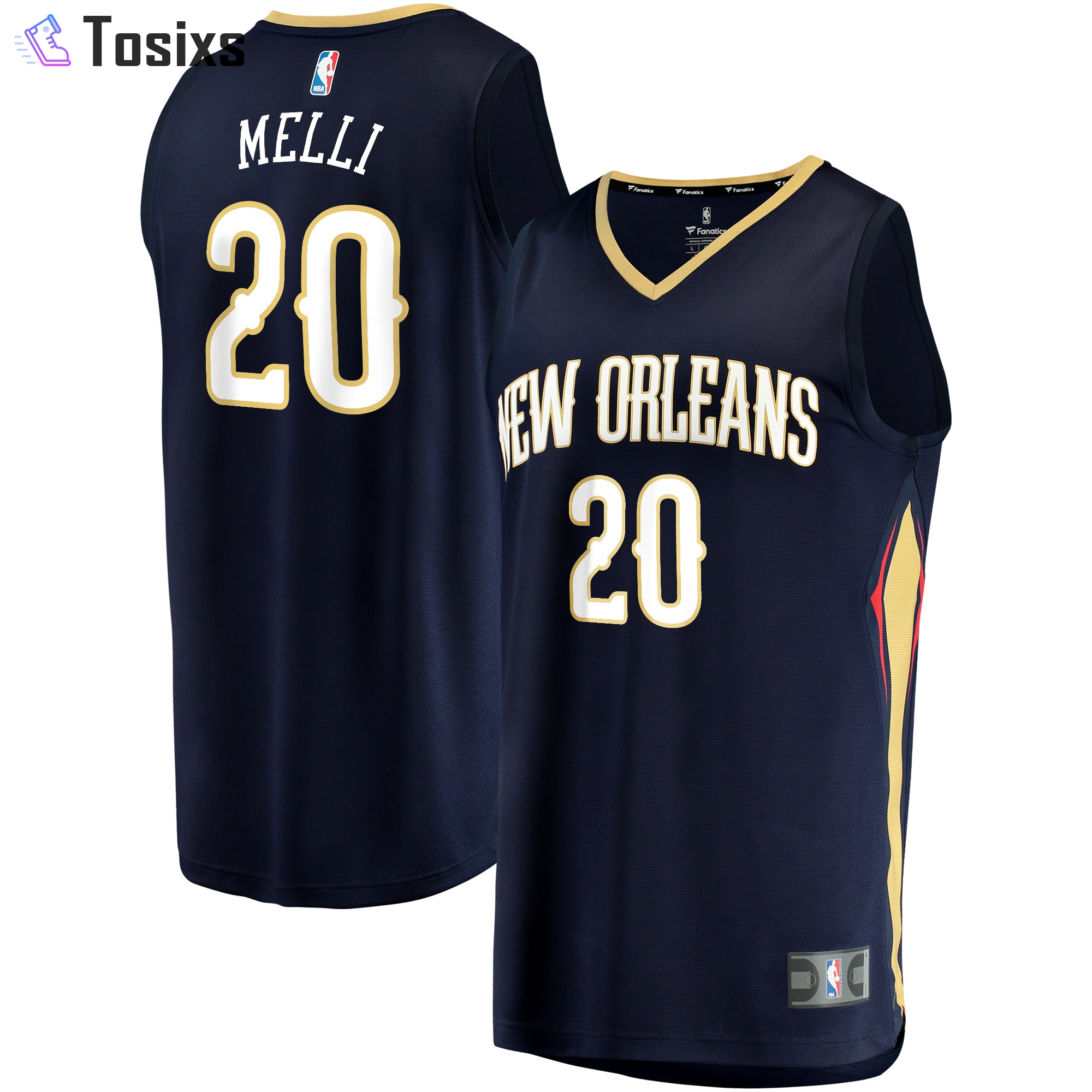 Nicolo melli new orleans pelicans fanatics branded fast break jersey navy icon edition Baseball NBA Jersey Gift For Fans Sports Replica Basketball NBA