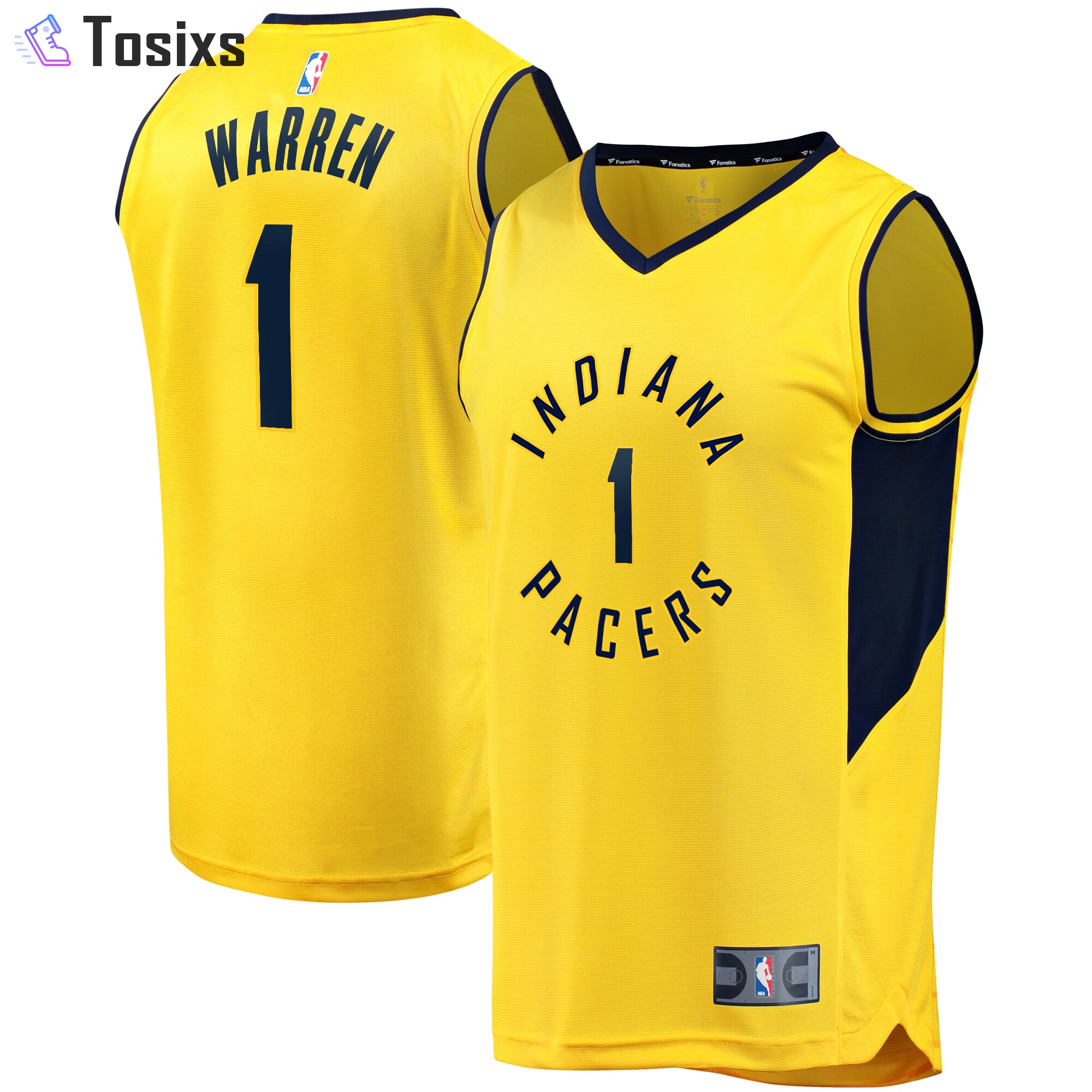 Tj warren indiana pacers fanatics branded fast break player jersey statement edition gold Baseball NBA Jersey Gift For Fans NBA Replica Sports Basketball