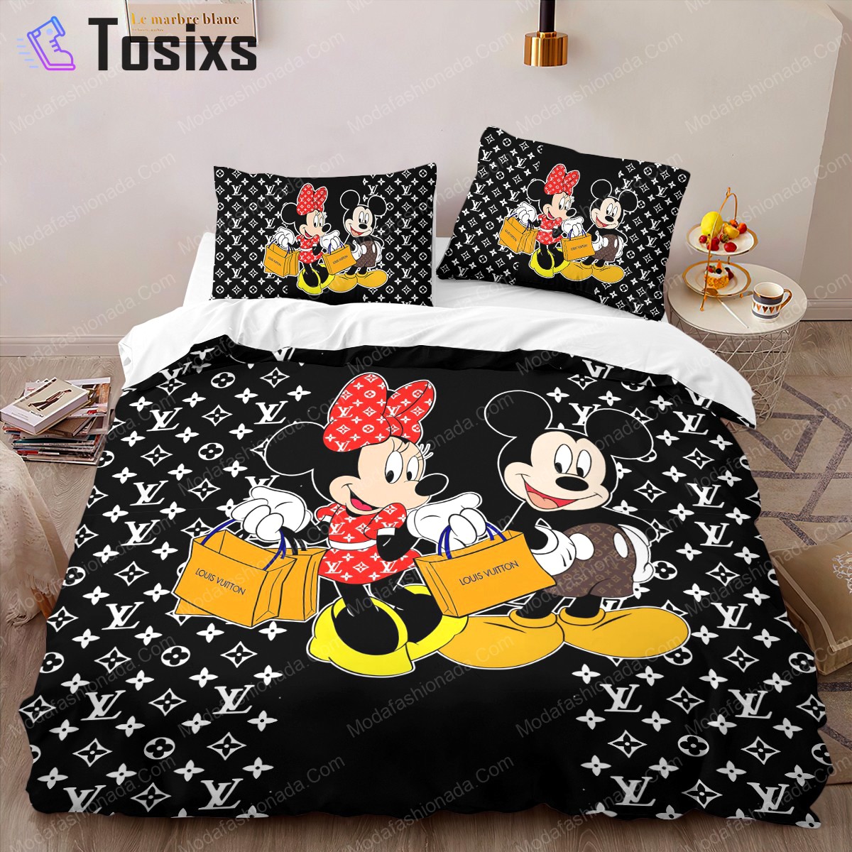 Louis vuitton mickey mouse  s Bedding Sets duvet home decor sheets bed linen covers bedclothes blankets bedspread bedroom idea