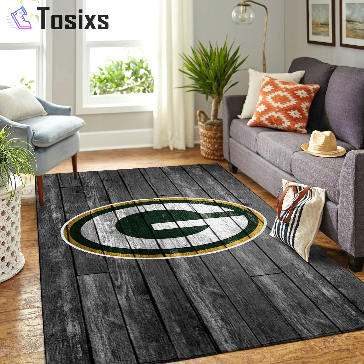 Green bay packers nfls football team logo gray wooden type 2544