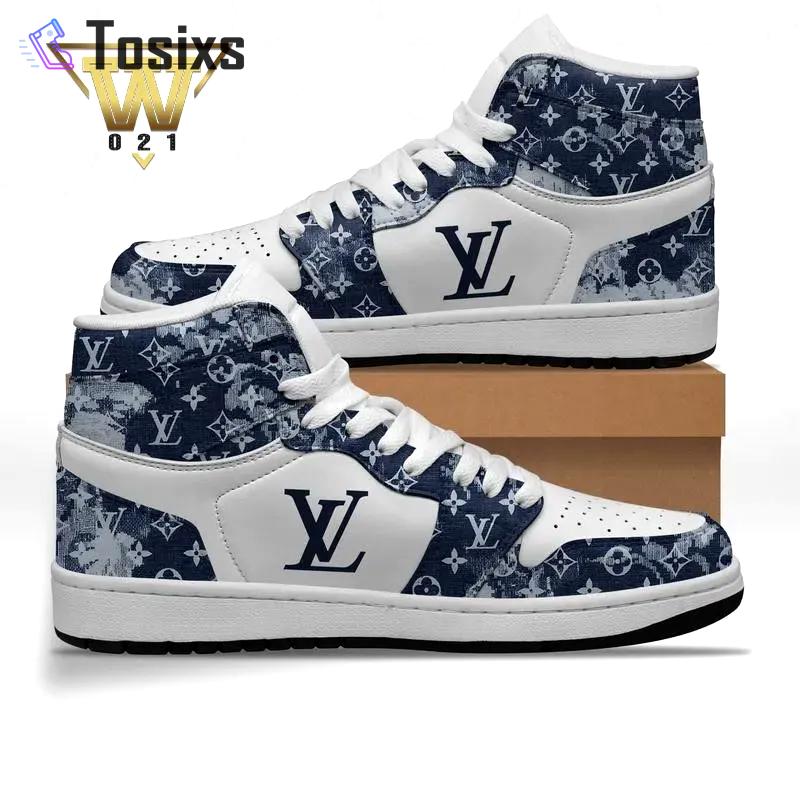 Louis vuitton lv navy white high air jordan sneaker shoes
