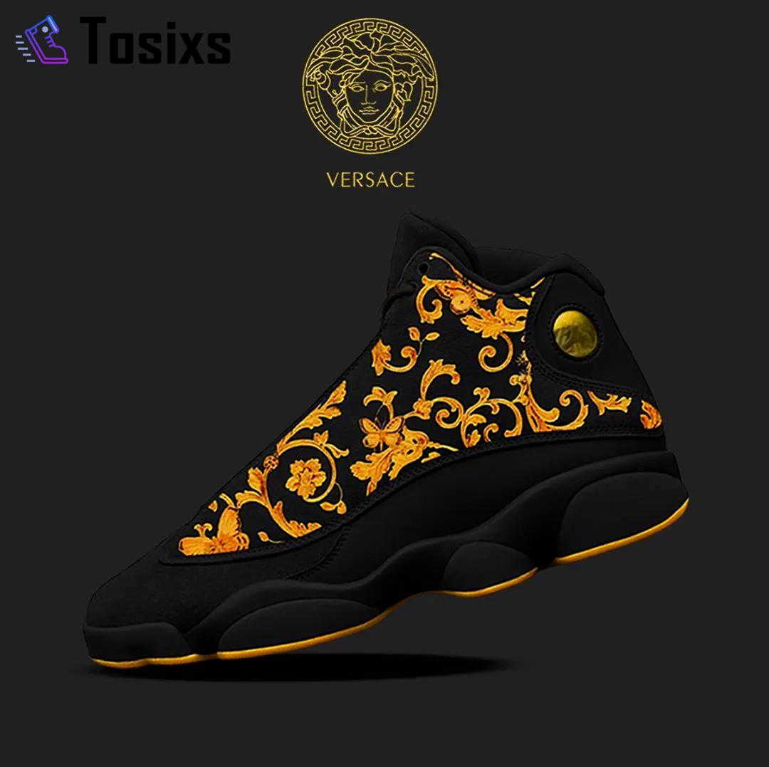 Gianni Versace Black Air Jordan 13 Sneakers Sport Shoes