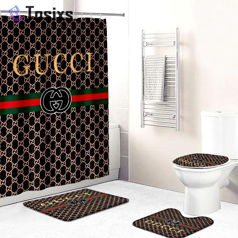 Gucci luxury bath mat sets red and black bath mat sets shower curtain 257 Bathroom Set