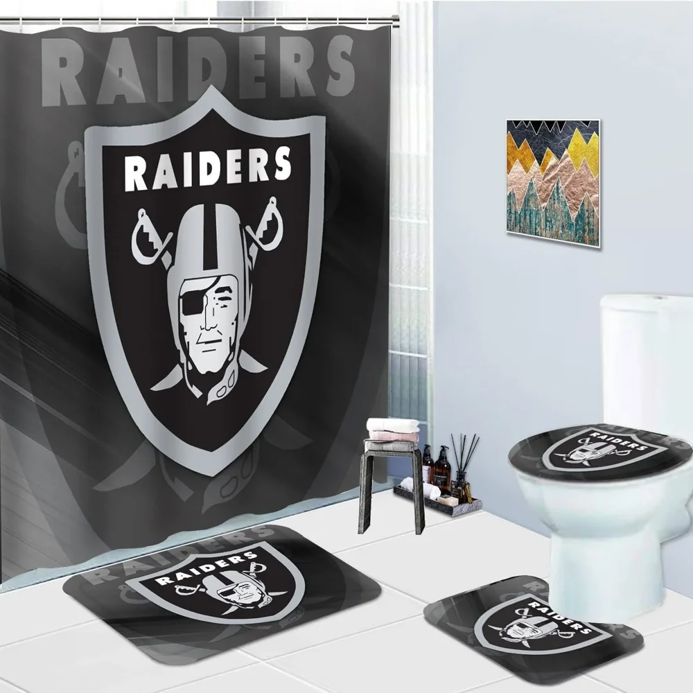 Las Vegas Raiders Raiders Lasvegasraiders Bathroom Curtain Bath Mat Set - A Style Revolution Awaits, Find Your Balance Today!