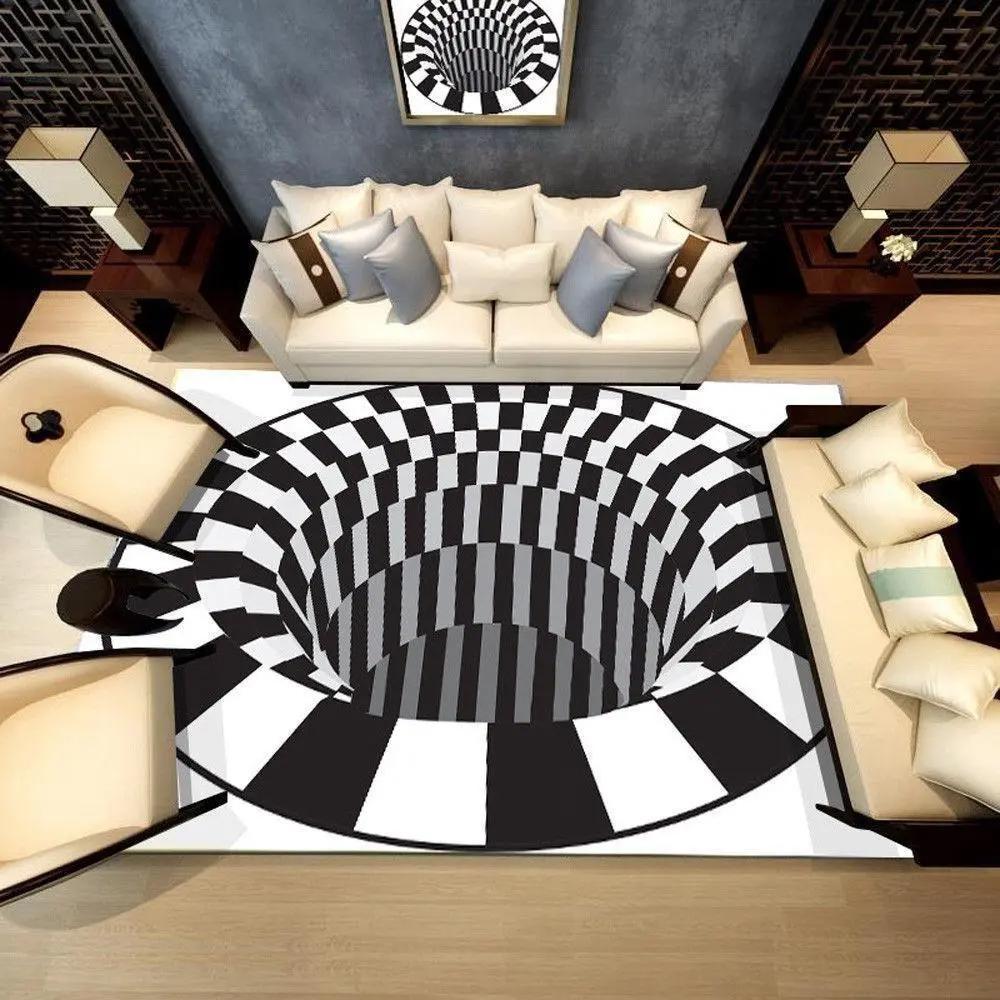 3d area rug black hole ofd 1011 area rug living room carpet rug regtangle carpet floor decor home decor Rectangle Rug