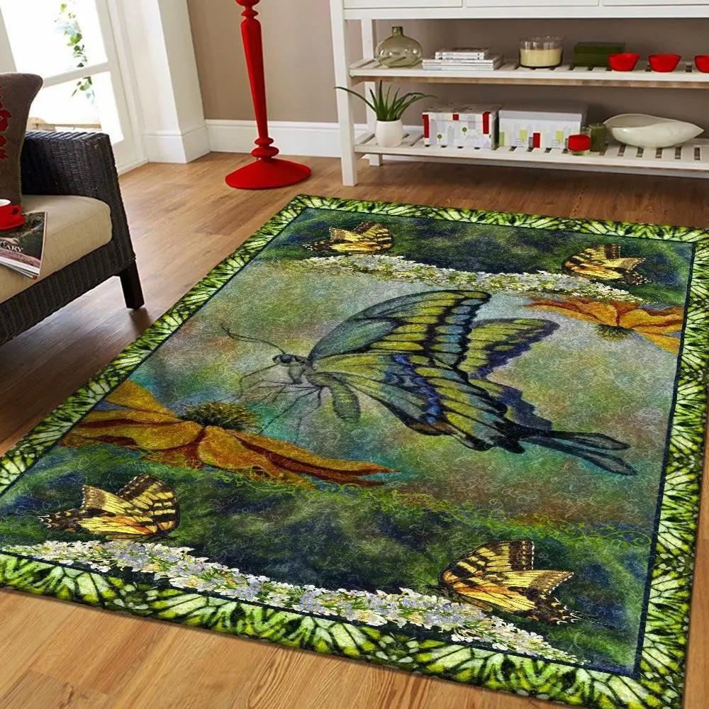 3d butterfly area rug living room rug home decor ofd 190908 Rectangle Rug