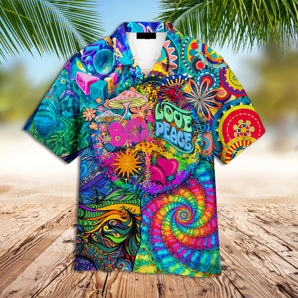 80s hawaiian shirt hippie peace love 80s hawaiian shirt Hawaii Shirt Shorts & Flip Flops