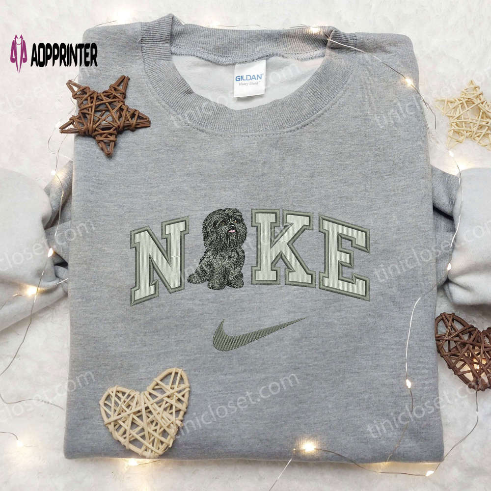 Adorable baby dog nike embroidered shirt – trendy animal embroidered shirt Embroidered Shirt