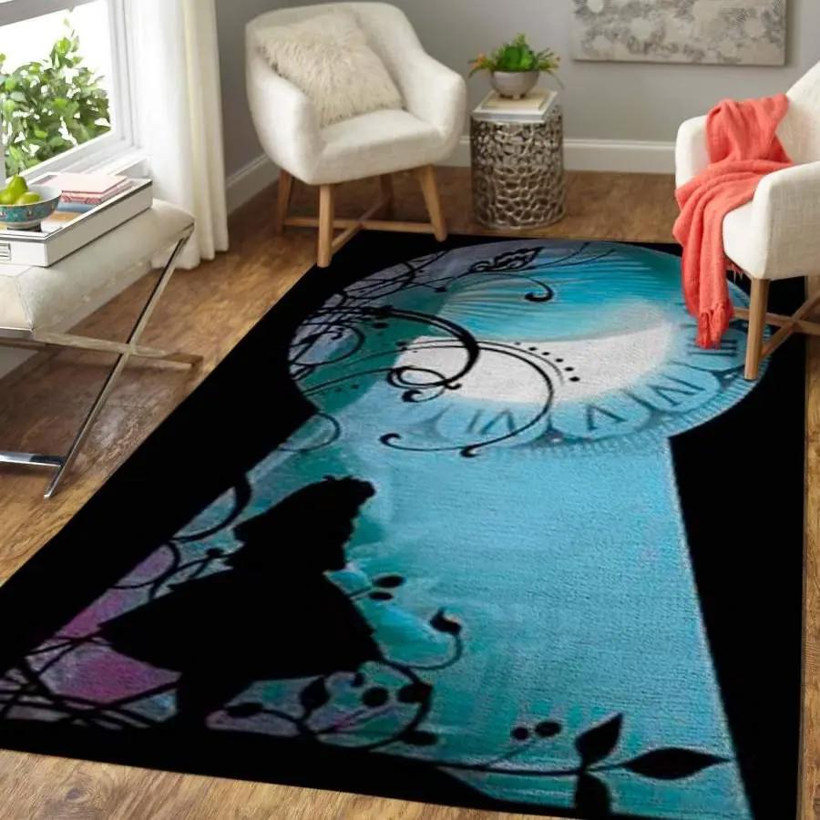 Alice in wonderland area rug living room rug home decor disney home decor Rectangle Rug