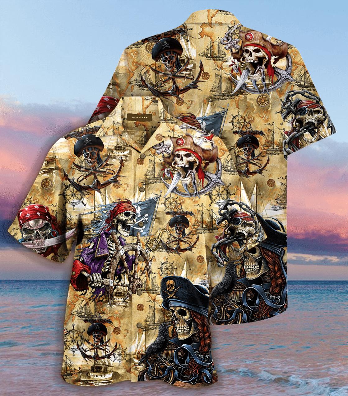 Amazing pirate skull hawaiian shirt gifts with skulls on them for men and women Hawaii Shirt Shorts & Flip Flops
