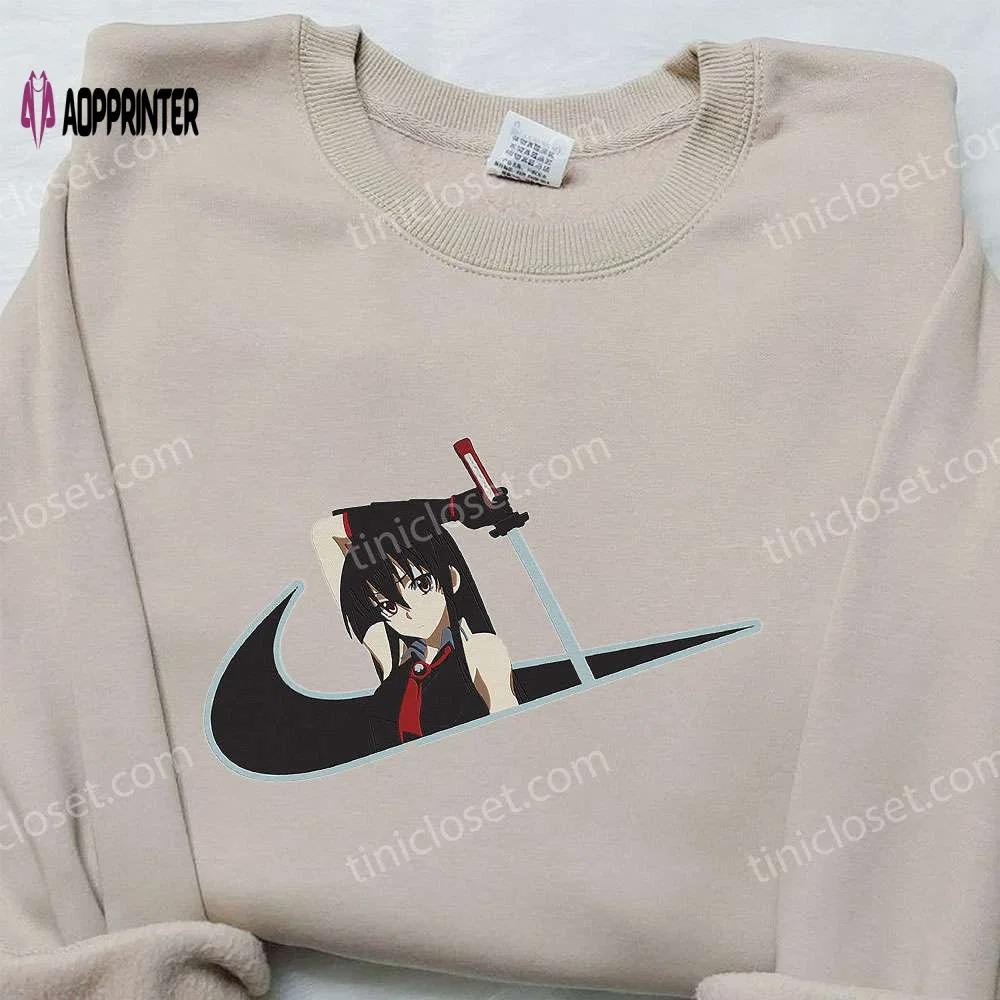 Anime embroidered hoodie & shirts: akame x nike swoosh akame ga kill! & nike inspired Embroidered Shirt