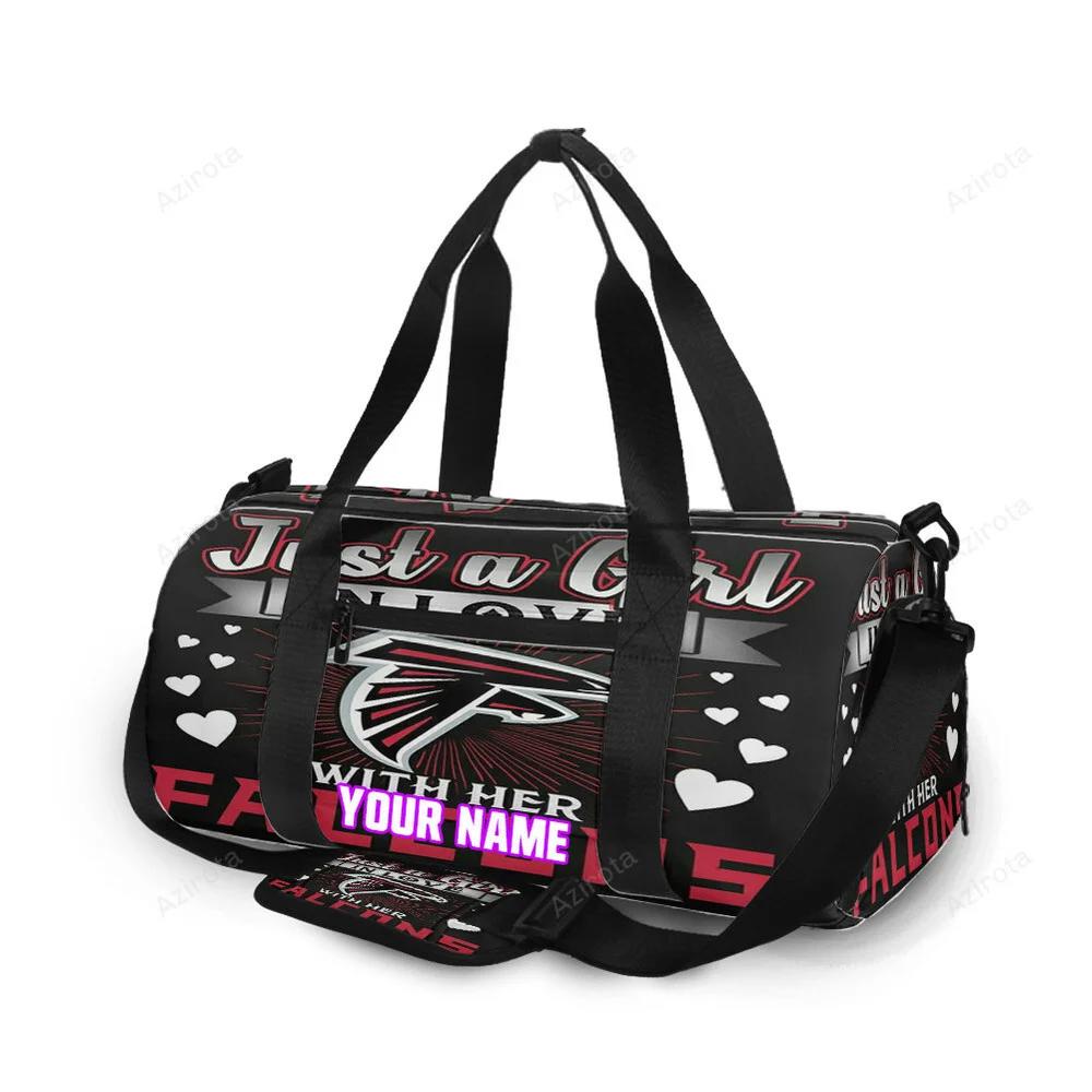 Atlanta falcons just a girl in love with her falcons personalized name travel bag gym bag 768 Travel Bag