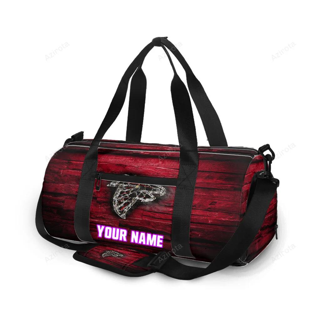 Atlanta falcons wooden fire texture personalized name travel bag gym bag 1165 Travel Bag