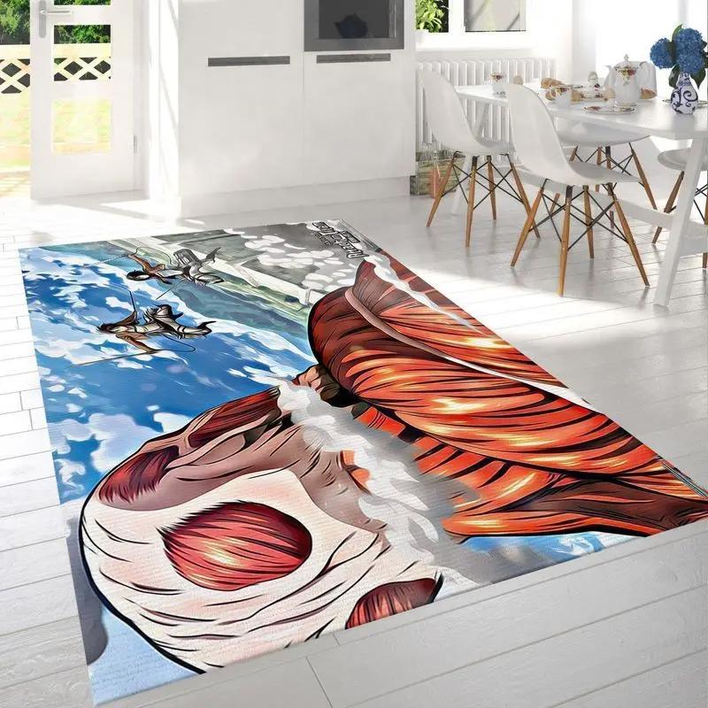Attack on titan double team area rug living room and bed room rug rug regtangle carpet floor decor home decor Rectangle Rug
