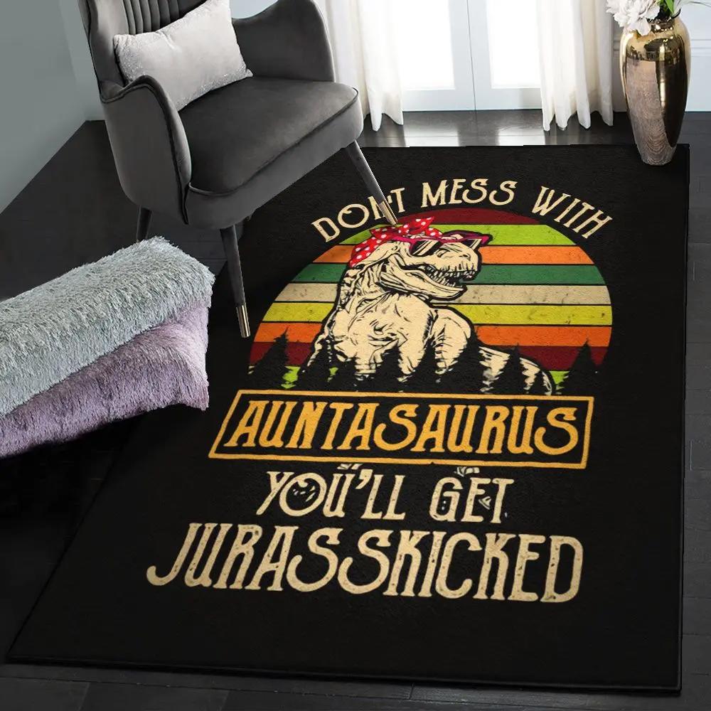 Aunt gift indoor outdoor rugs, don’t mess with auntasaurus t rex aunt gs cl rug Rectangle Rug