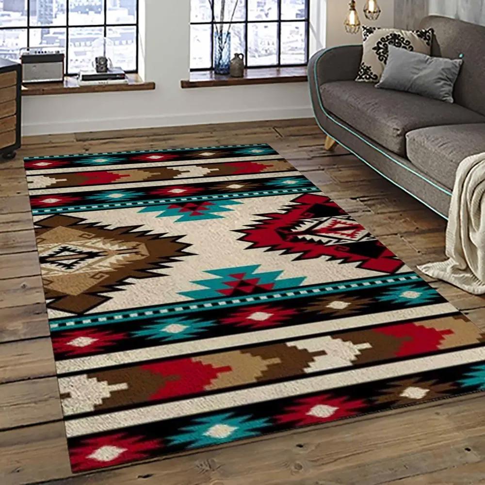 Aztec southwestern geometric shape pattern carpet area rug best gift for home decor event gift asg63 Rectangle Rug