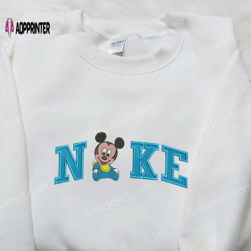 Baby mickey mouse x nike embroidered shirt – cartoon disney nike shirt Embroidered Shirt