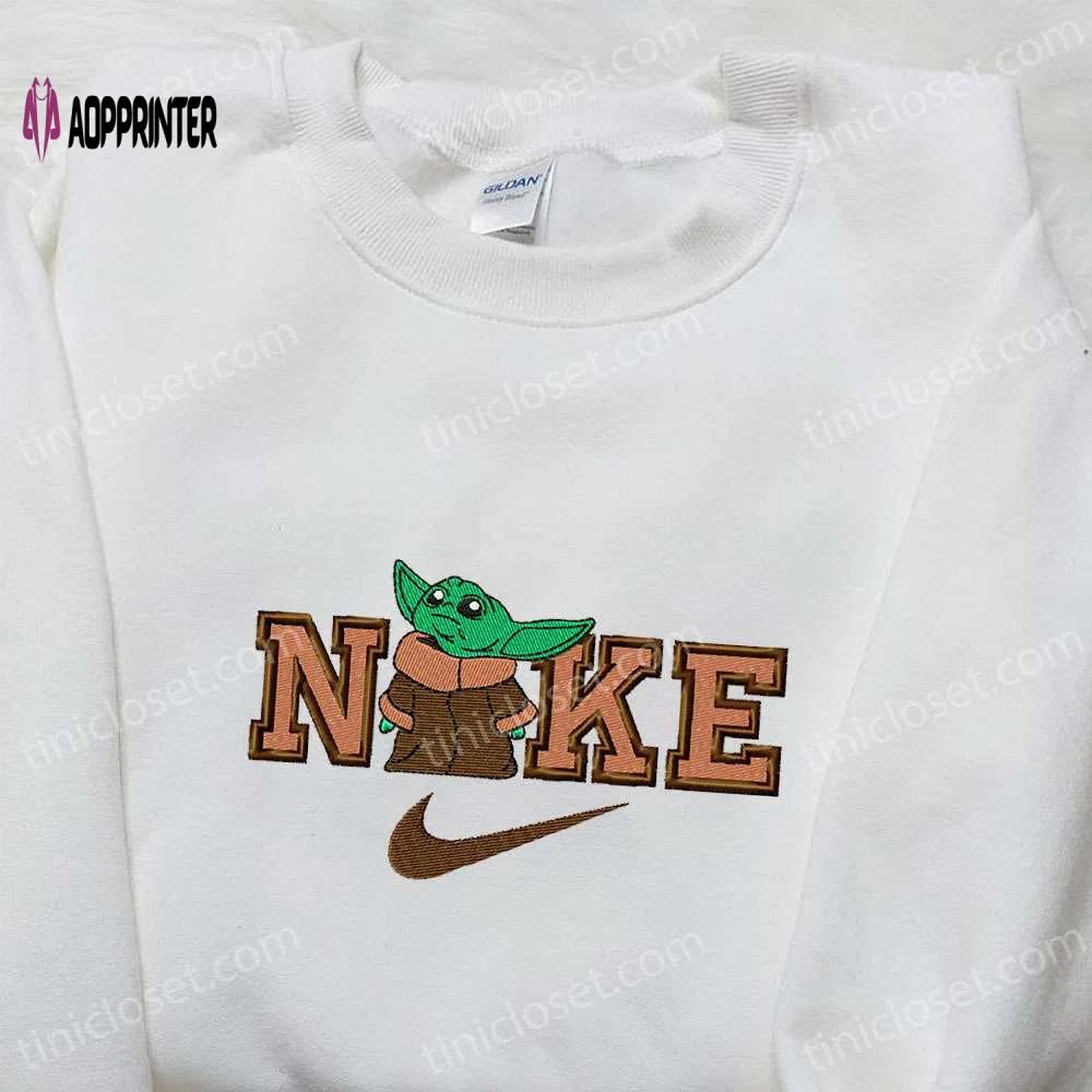 Baby yoda x nike movie embroidered tshirt – nike inspired shirt perfect family gift Embroidered Shirt
