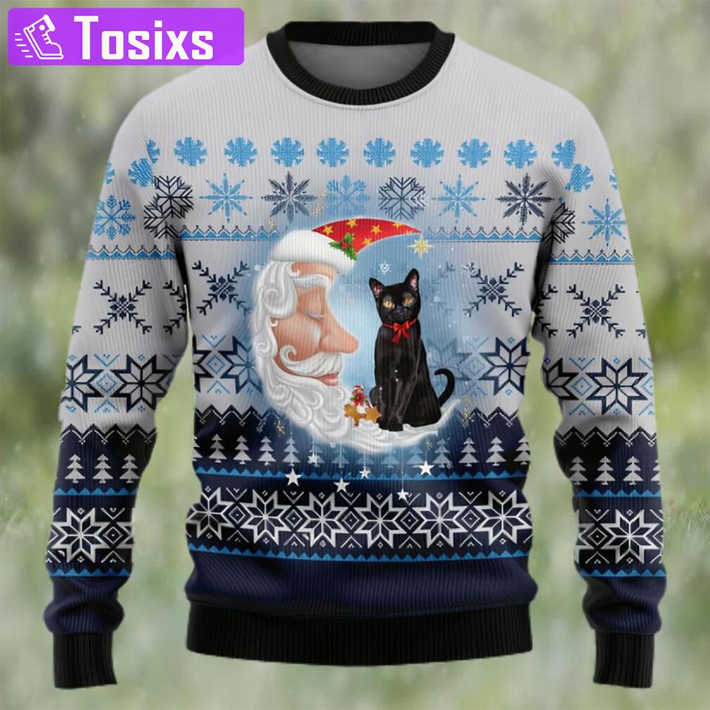 Back cat love santa moon ugly christmas sweater Christmas Ugly Sweater