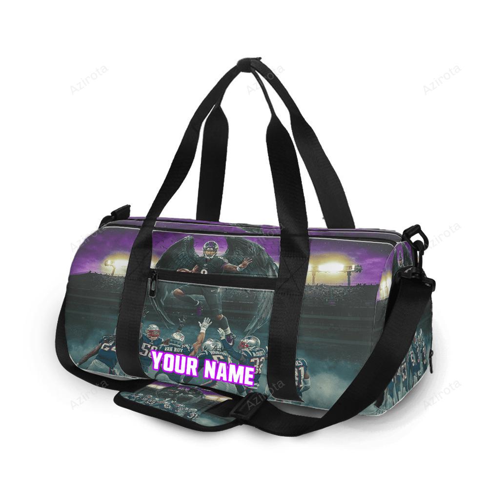 Baltimore ravens lamar jackson 8 v17 personalized name travel bag gym bag 1625 Travel Bag