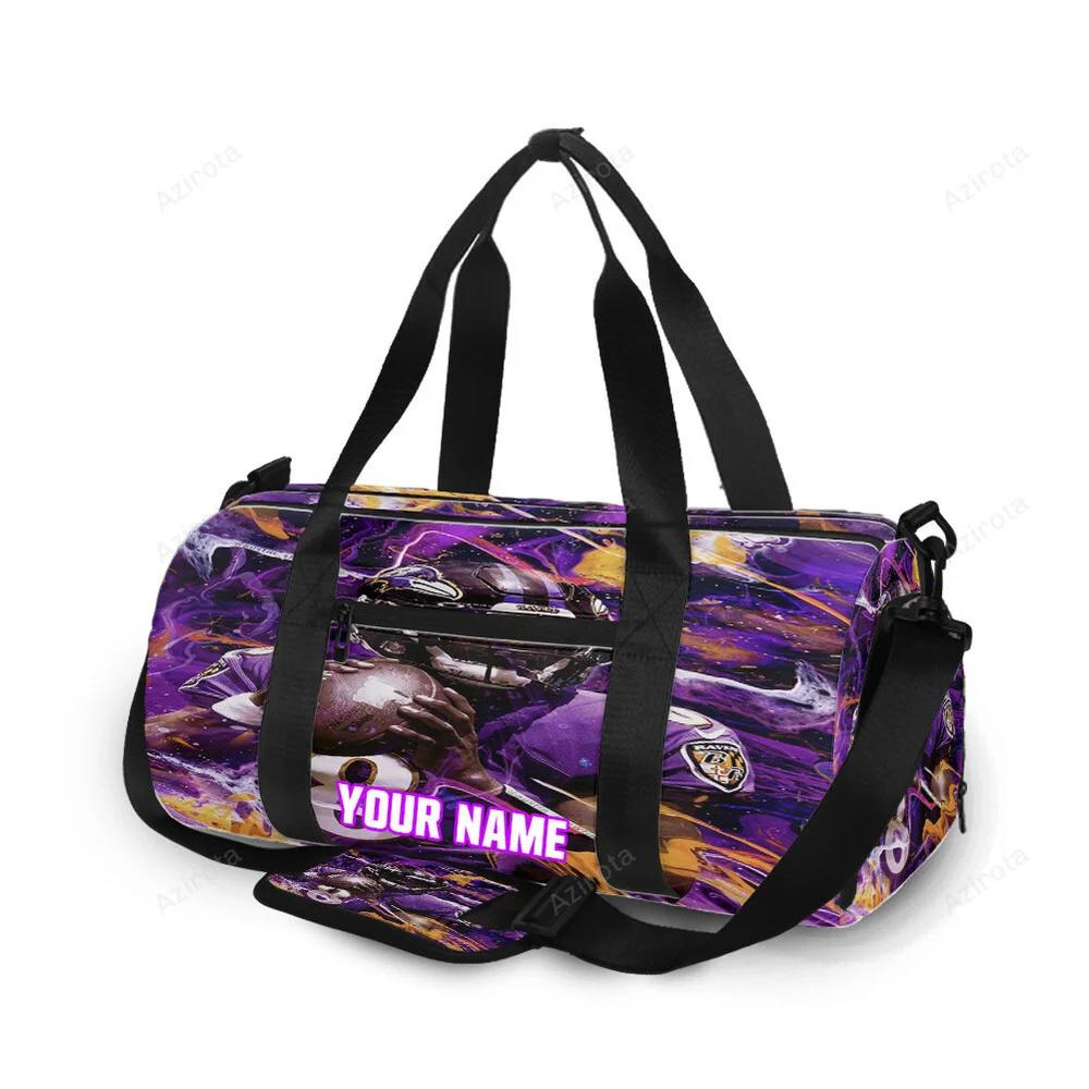 Baltimore ravens lamar jackson 8 v6 painting personalized name travel bag gym bag 1170 Travel Bag