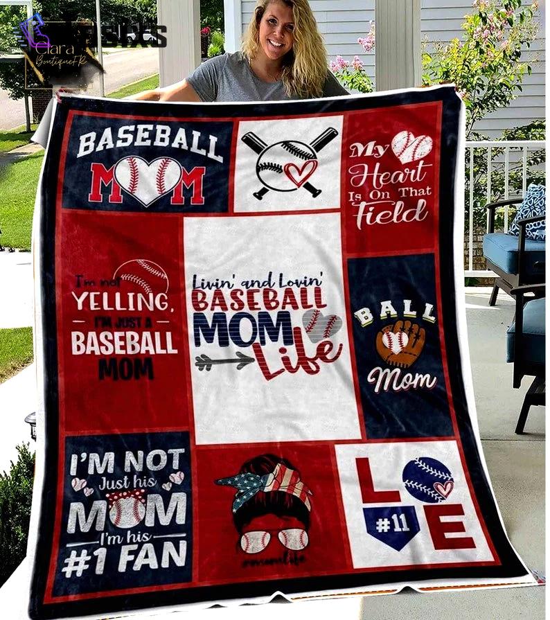 Baseball mom behind every baseball player fleece blanket, mink sherpa blanket, baseball blanket, mother's day gift, baseball mom quilt Quilt Blanket