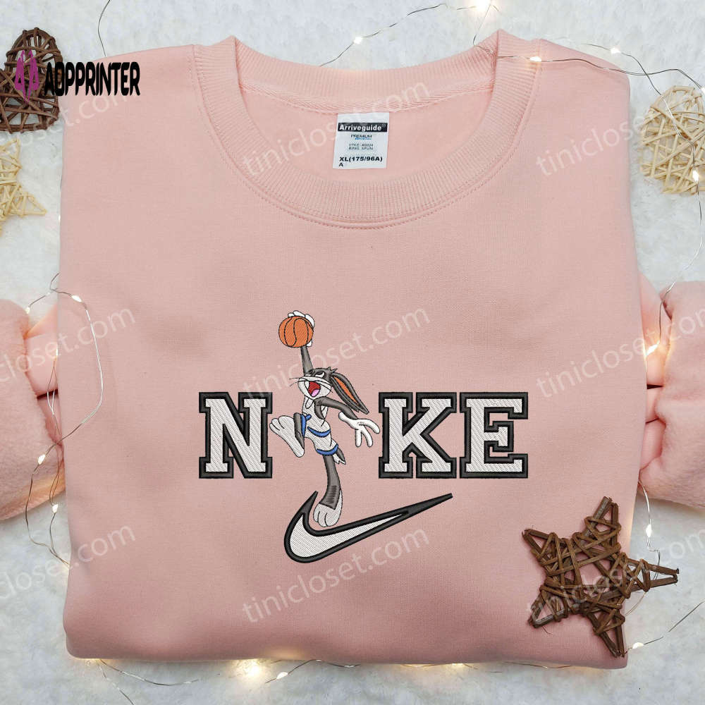 Basketball bugs bunny x nike embroidered shirt – custom cartoon tee Embroidered Shirt