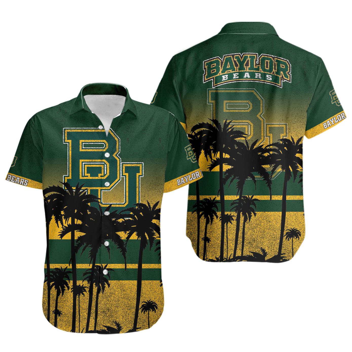 Baylor bears college theme on aloha hawaiian shirt Hawaii Shirt Shorts & Flip Flops