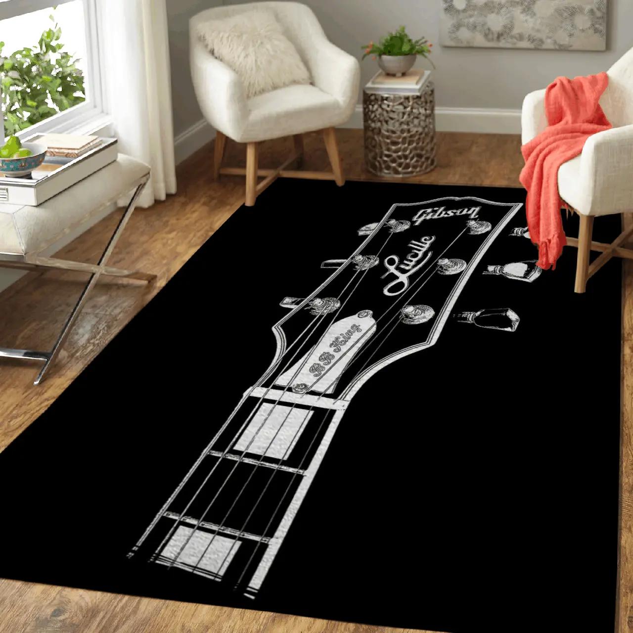 Bb king lucille guitars music art for fans area rug living room carpet rug regtangle carpet floor decor home decor Rectangle Rug