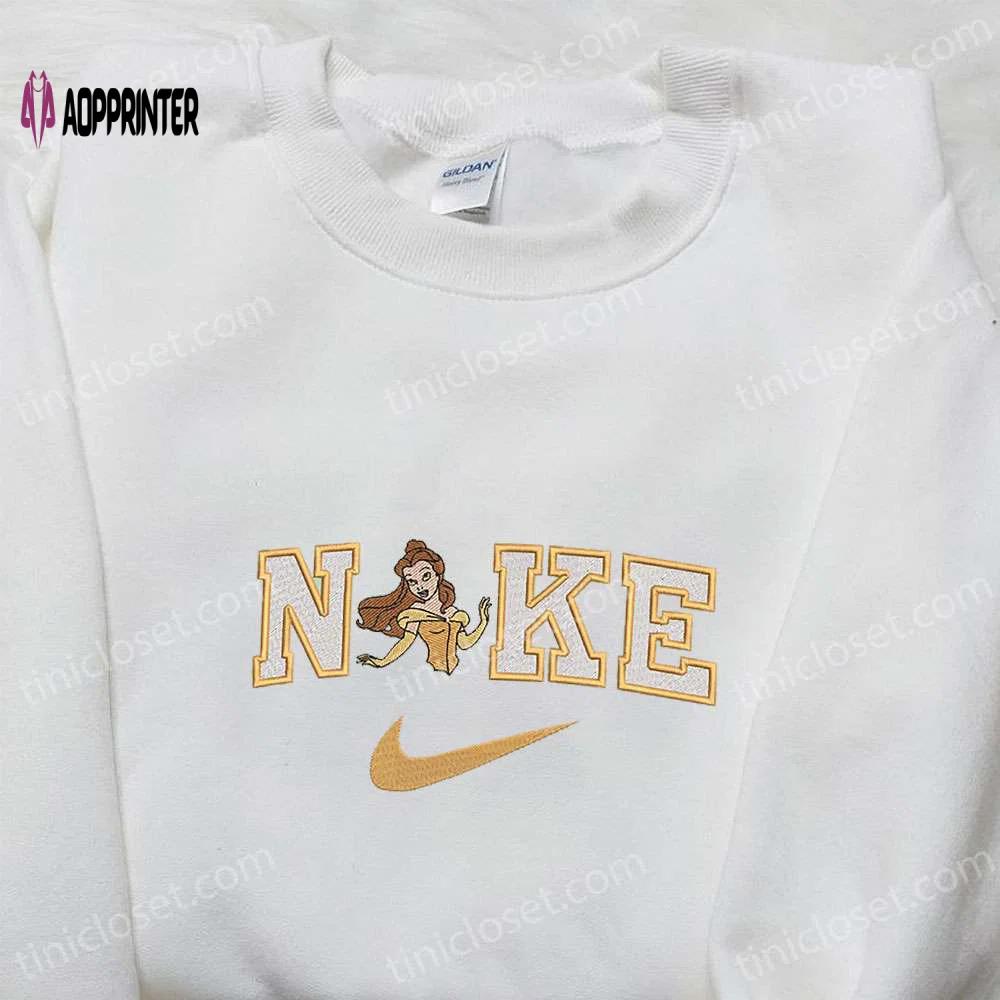 Belle x nike embroidered shirt & disney princess hoodie: perfect girls gift! Embroidered Shirt