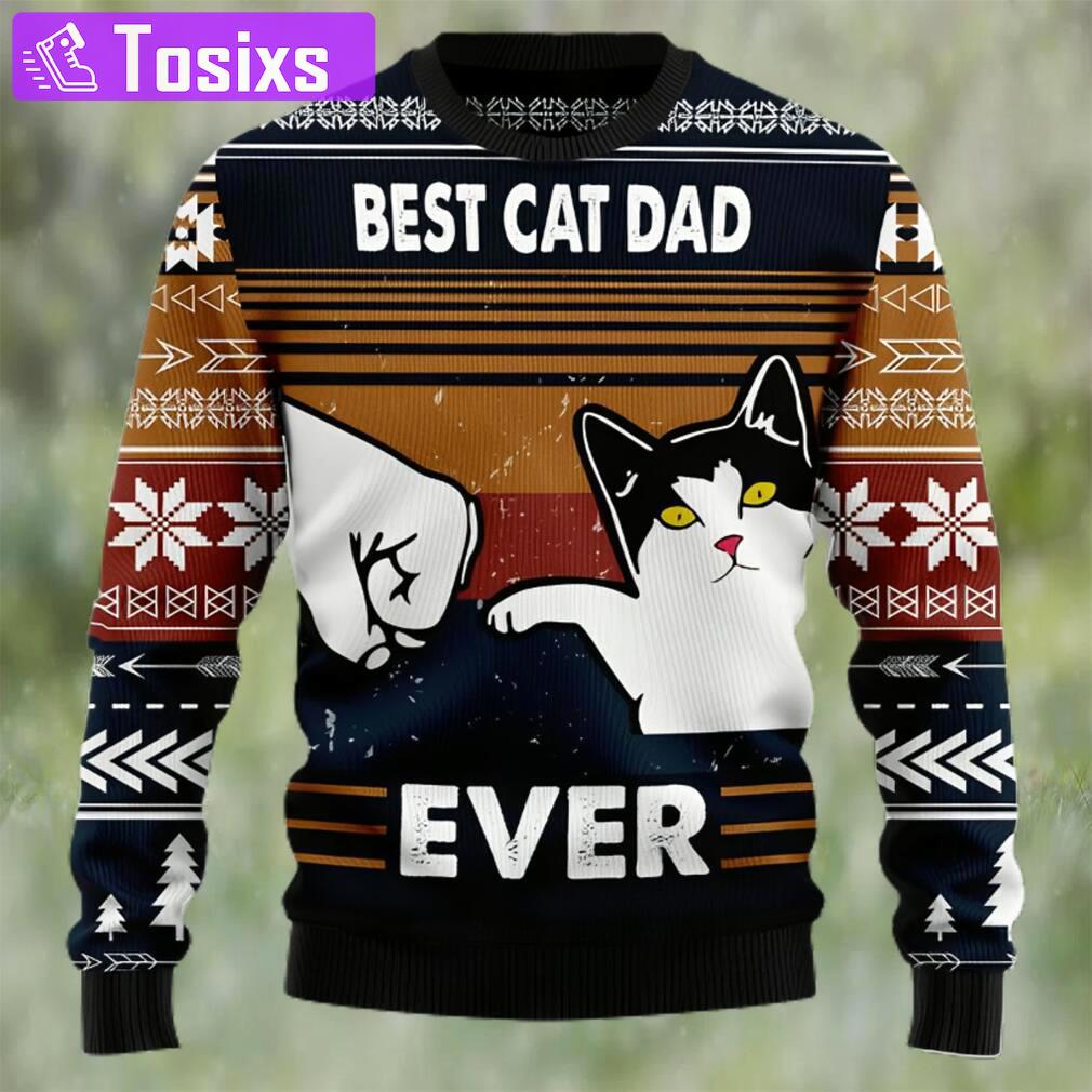 Best cat dad ever ugly christmas sweater Christmas Ugly Sweater