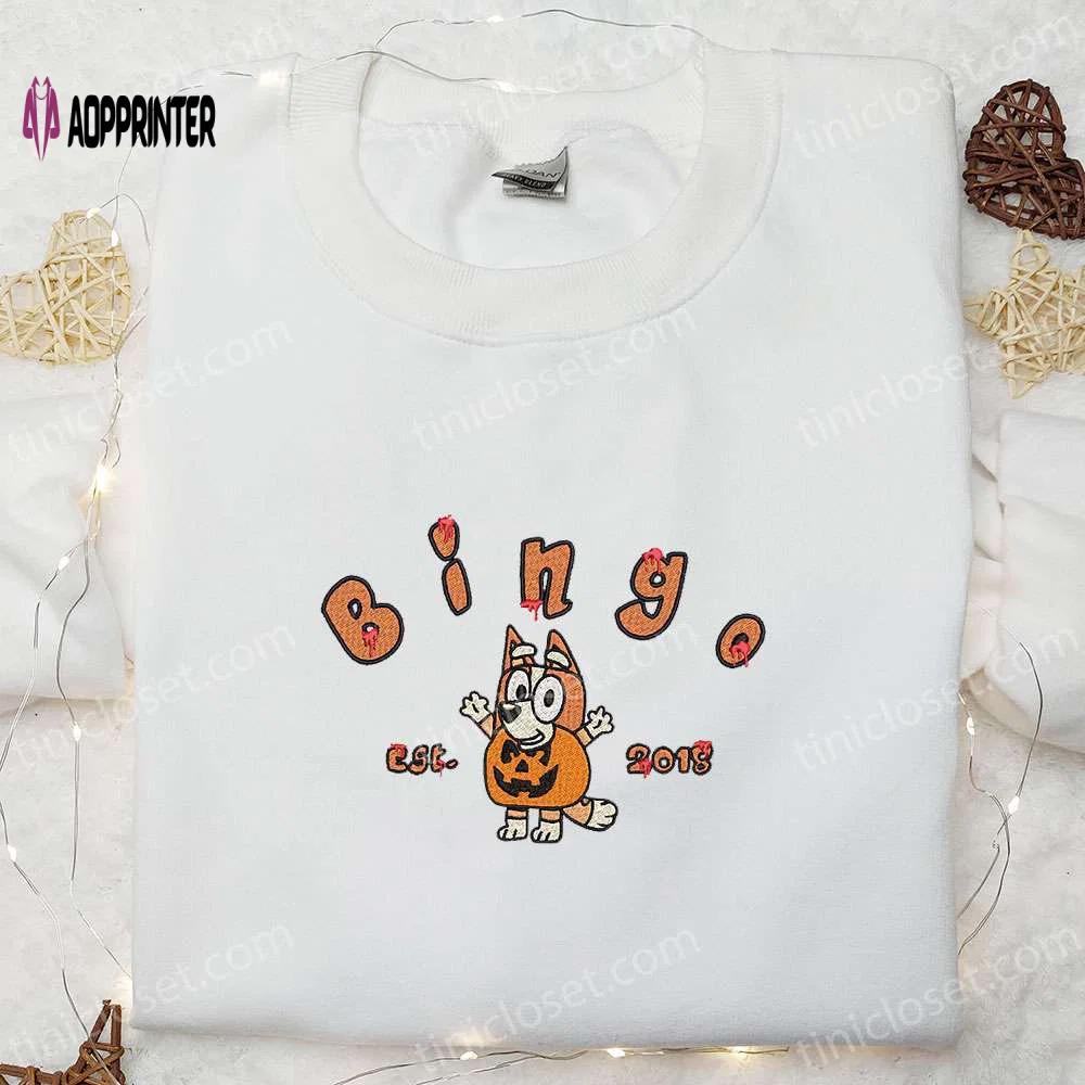 Bingo pumpkin est 2018 halloween embroidered shirt – best family halloween gift Embroidered Shirt