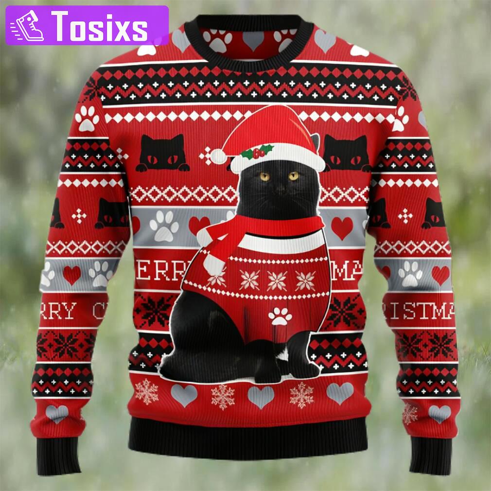 Black cat christmas pattern ugly christmas sweater Christmas Ugly Sweater
