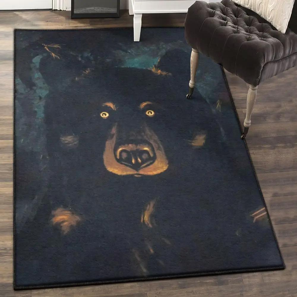 Black outdoor carpet, black bear rug Rectangle Rug