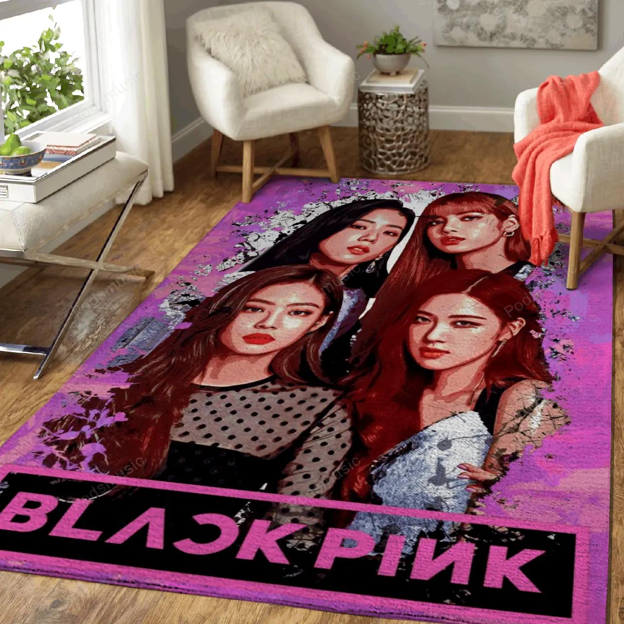 Blackpink music art for fans area rug living room carpet rug regtangle carpet floor decor home decor Rectangle Rug