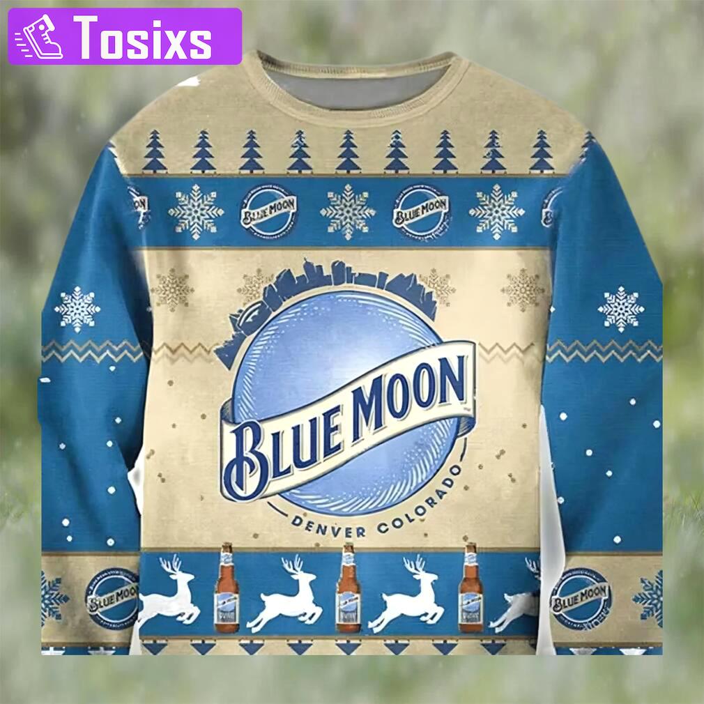 Blue moon ugly christmas sweater, faux wool sweater, international beer day, gifts for beer lovers, best christmas gifts for 2022 ? prinvity Christmas Ugly Sweater